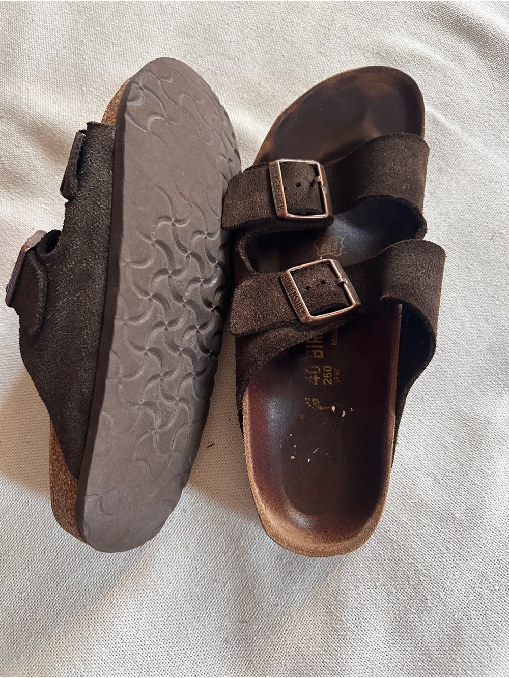 BIRKENSTOCK Arizona Brown Suede Double Strap Cork Footbed Sandal | M7 W9 - Picture 5 of 6